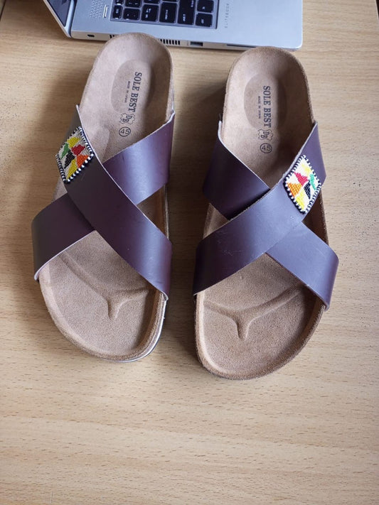 Handmade African Beaded Sandals/Authentic Maasai-Style Leather Flip-Flops Women/Boho Beach Sandals/Comfortable Summer Sandal African Gifts