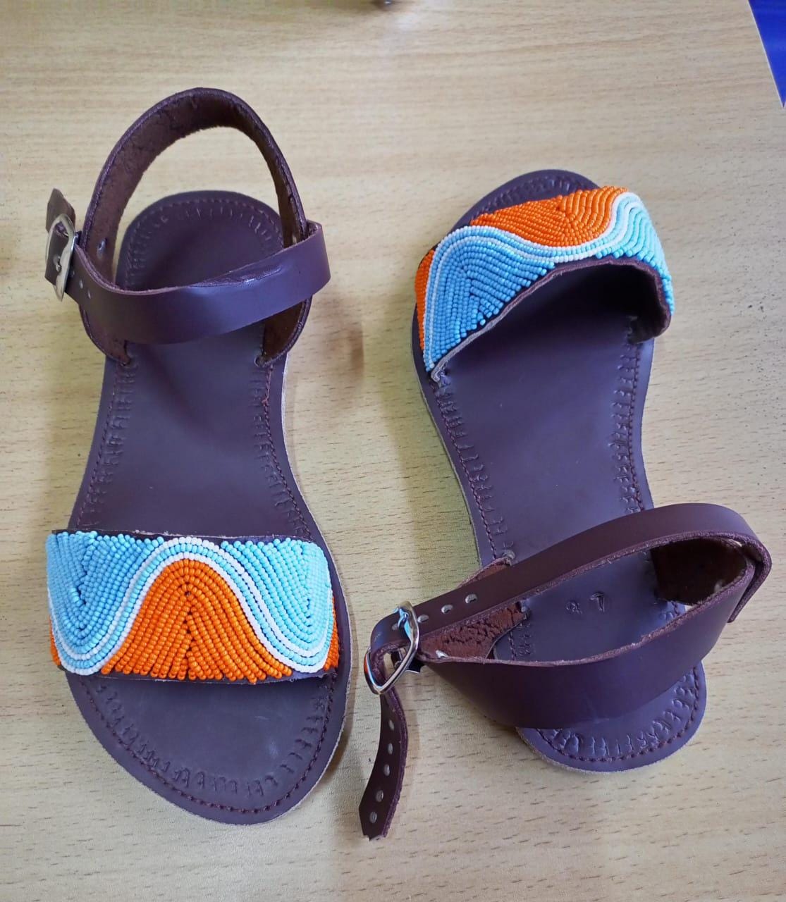 Handmade African Beaded Sandals/Authentic Maasai-Style Leather Flip-Flops Women/Boho Beach Sandals/Comfortable Summer Sandal African Gifts