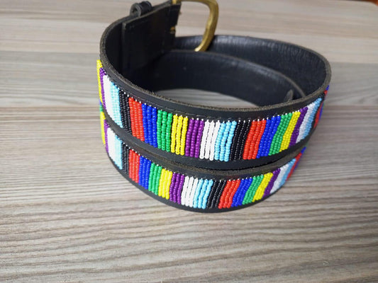 Maasai belt, Leather belt, Beaded belt, Handmade belt, Christmas gifts for loved ones African beaded belt, unisex belt, Casual belt, Boho