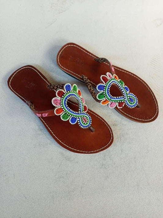 CUSTOMIZED African beaded sandals, summer sandals, Christmas gift for her,mom gift,beach sandals, leather sandals,