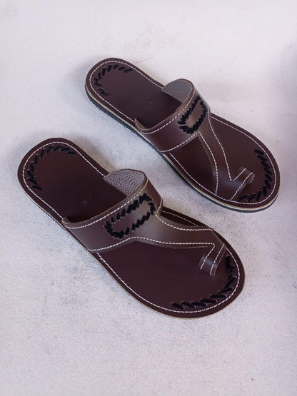 CUSTOMIZED Leather Men's Sandals/Genuine Leather Beaded Flip-Flops/Comfortable Summer Sandals for Men/African Shoes/Unique Gift for Him