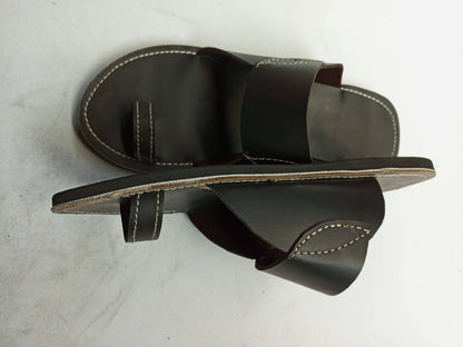 Handmade African Men's Sandals/Genuine Leather Beaded Flip-Flops/Comfortable Summer Sandals for Men/African Shoes/Unique Gift for Him
