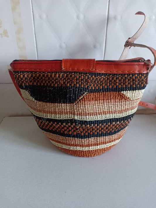 Handmade Woven Sisal Sling Bag - Boho Eco-Friendly Crossbody Bag | Sustainable Natural Fiber Purse | African Artisan Handcrafted Bag