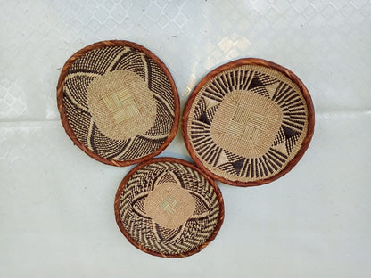 Handwoven Tonga Basket | African Wall Decor | Boho Home Decor | Fair Trade Wall Hanging /Rustic Farmhouse Decor | Handmade Wall Art  12-16