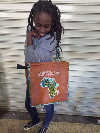 African Leather Tote bag, handcrafted laptop bag,Black woman modern African tote bag, Stylish tote bag, Brown girl bag, travel bag.
