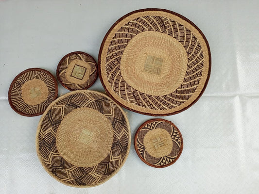 Handwoven Tonga Basket | African Wall Decor | Boho Home Decor | Fair Trade Wall Hanging /Rustic Farmhouse Decor | Handmade Wall Art  8-20
