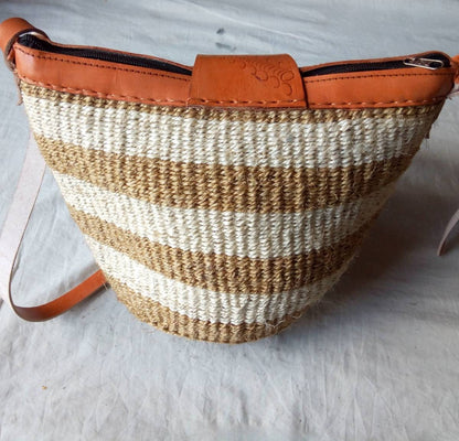 Handmade Woven Sisal Sling Bag - Boho Eco-Friendly Crossbody Bag | Sustainable Natural Fiber Purse | African Artisan Handcrafted Bag