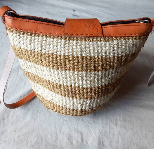 Handmade Woven Sisal Sling Bag - Boho Eco-Friendly Crossbody Bag | Sustainable Natural Fiber Purse | African Artisan Handcrafted Bag