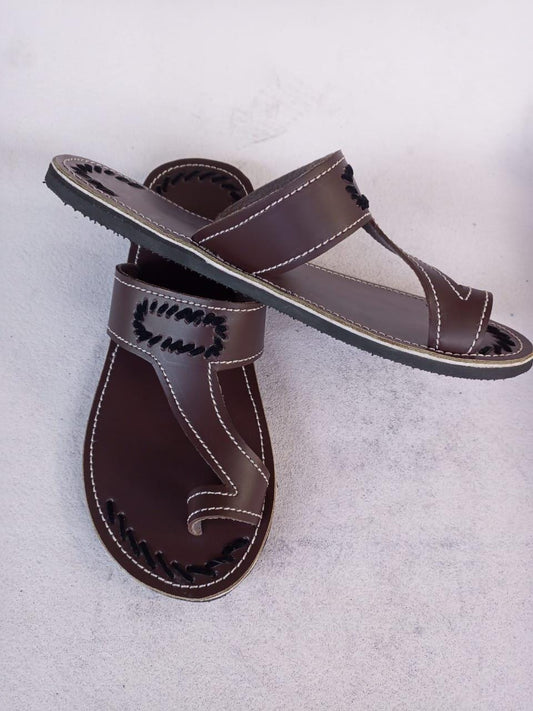 CUSTOMIZED Leather Men's Sandals/Genuine Leather Beaded Flip-Flops/Comfortable Summer Sandals for Men/African Shoes/Unique Gift for Him