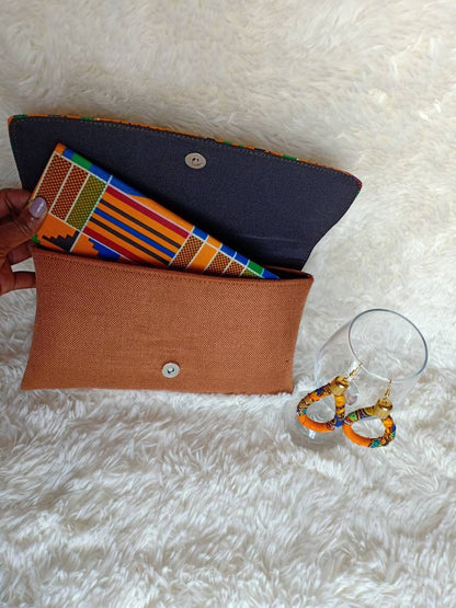 African purses with a matching wallet and earrings,African print bag,African purses, women purses christmass gift for her, birthday gift.