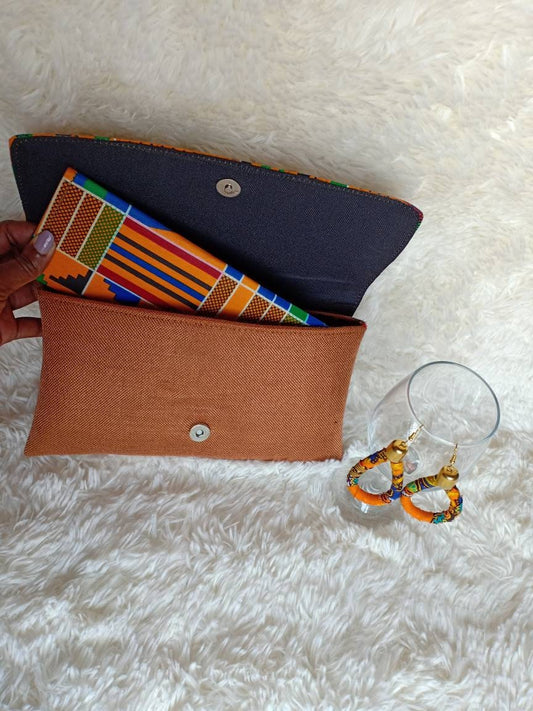 African purses with a matching wallet and earrings,African print bag,African purses, women purses christmass gift for her, birthday gift.