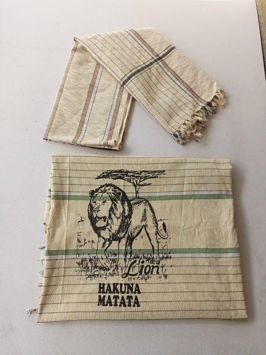 Hakuna Matata Authentic Kenyan Kikoy, Handwoven Wraps - Scarves & Beachwear, African Sarong, Beach Cover Up
