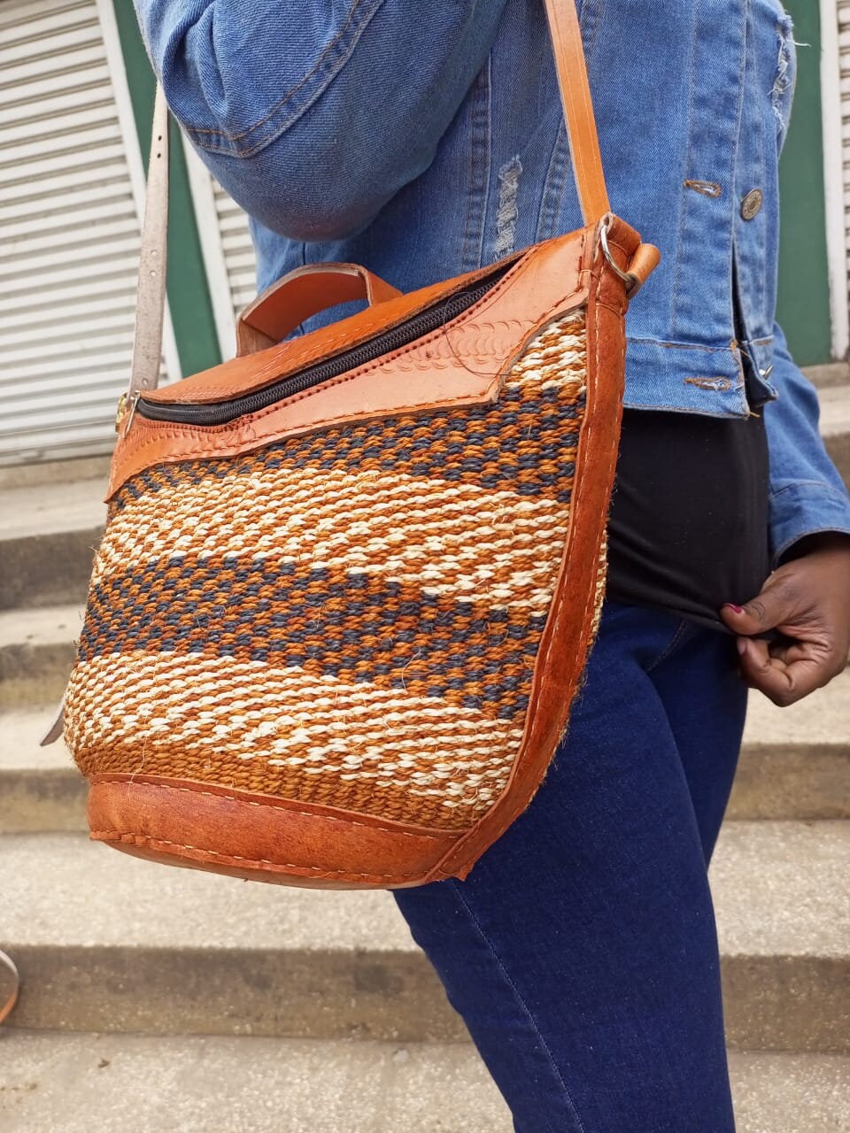 Handmade Woven Sisal Sling Bag - Boho Eco-Friendly Crossbody Bag | Sustainable Natural Fiber Purse | African Artisan Handcrafted Bag