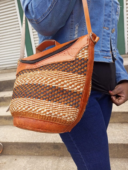 Handmade Woven Sisal Sling Bag - Boho Eco-Friendly Crossbody Bag | Sustainable Natural Fiber Purse | African Artisan Handcrafted Bag
