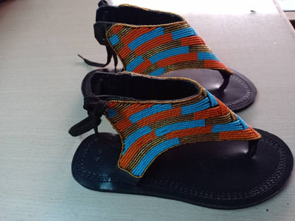 Handmade African Beaded Sandals/Authentic Maasai-Style Leather Flip-Flops Women/Boho Beach Sandals/Comfortable Summer Sandal African Gifts