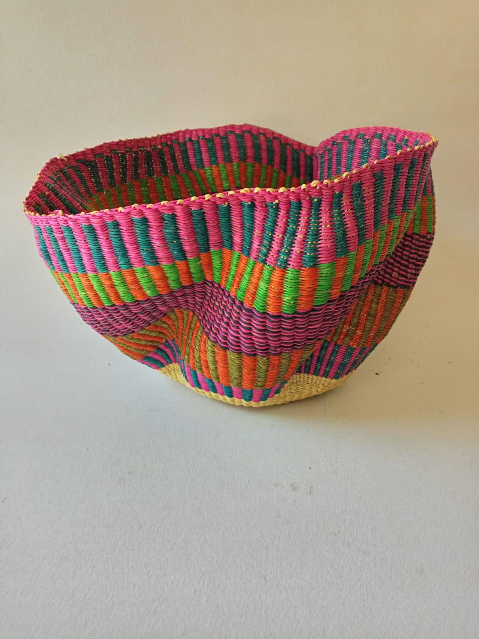 ON SALE:Home Decor, Art Basket, Wave Basket Decor Basket, Bolga Basket, organizer Basket, African Basket, Handmade Basket, Woven Basket