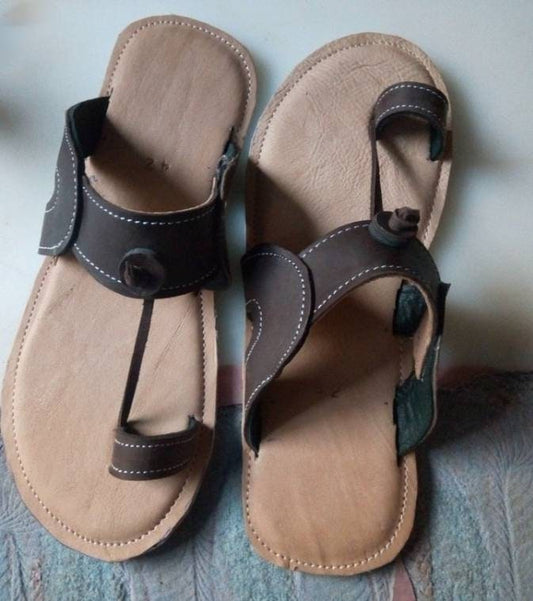 Handmade African Men's Sandals/Genuine Leather Beaded Flip-Flops/Comfortable Summer Sandals for Men/African Shoes/Unique Gift for Him