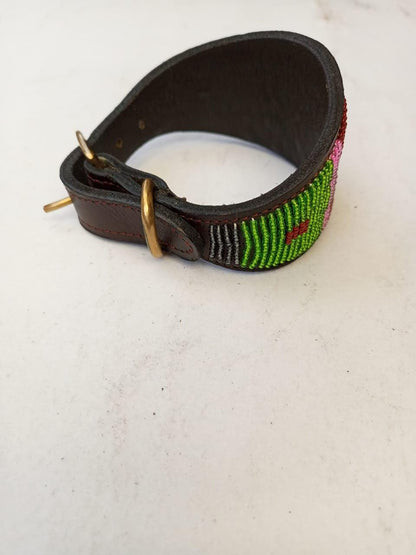 African Beaded Collar, Handmade Dog Collar , Maasai collar, Leather collar, Pet Gift, Christmas gift, Pet collar, Dog leash, Pet lead