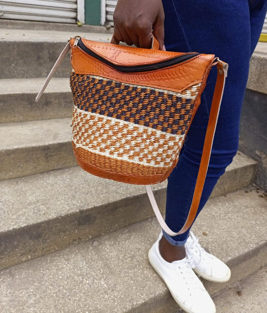 Handmade Woven Sisal Sling Bag - Boho Eco-Friendly Crossbody Bag | Sustainable Natural Fiber Purse | African Artisan Handcrafted Bag