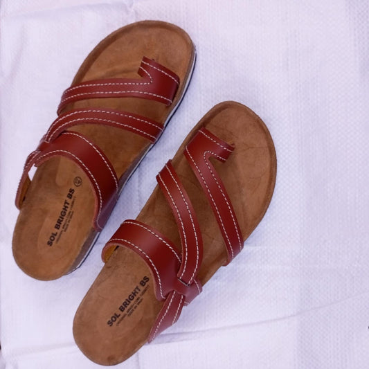 Handmade African Men's Sandals/Genuine Leather Beaded Flip-Flops/Comfortable Summer Sandals for Men/African Shoes/Unique Gift for Him