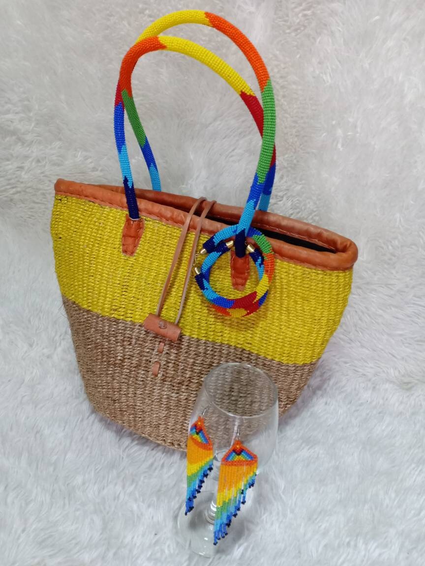 Handmade Woven Sisal Sling Bag - Boho Eco-Friendly Crossbody Bag | Sustainable Natural Fiber Purse | African Artisan Handcrafted Bag
