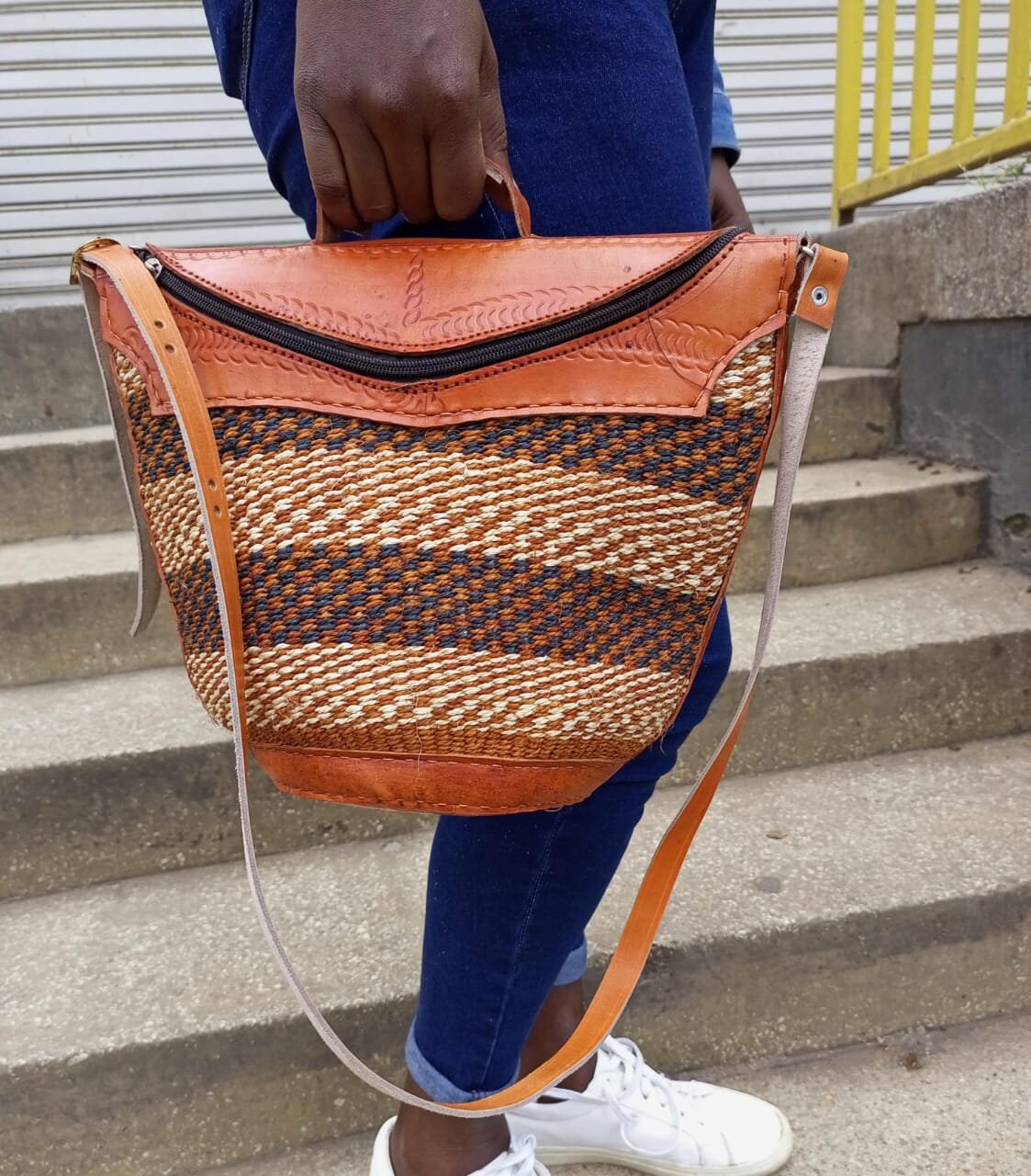 Handmade Woven Sisal Sling Bag - Boho Eco-Friendly Crossbody Bag | Sustainable Natural Fiber Purse | African Artisan Handcrafted Bag