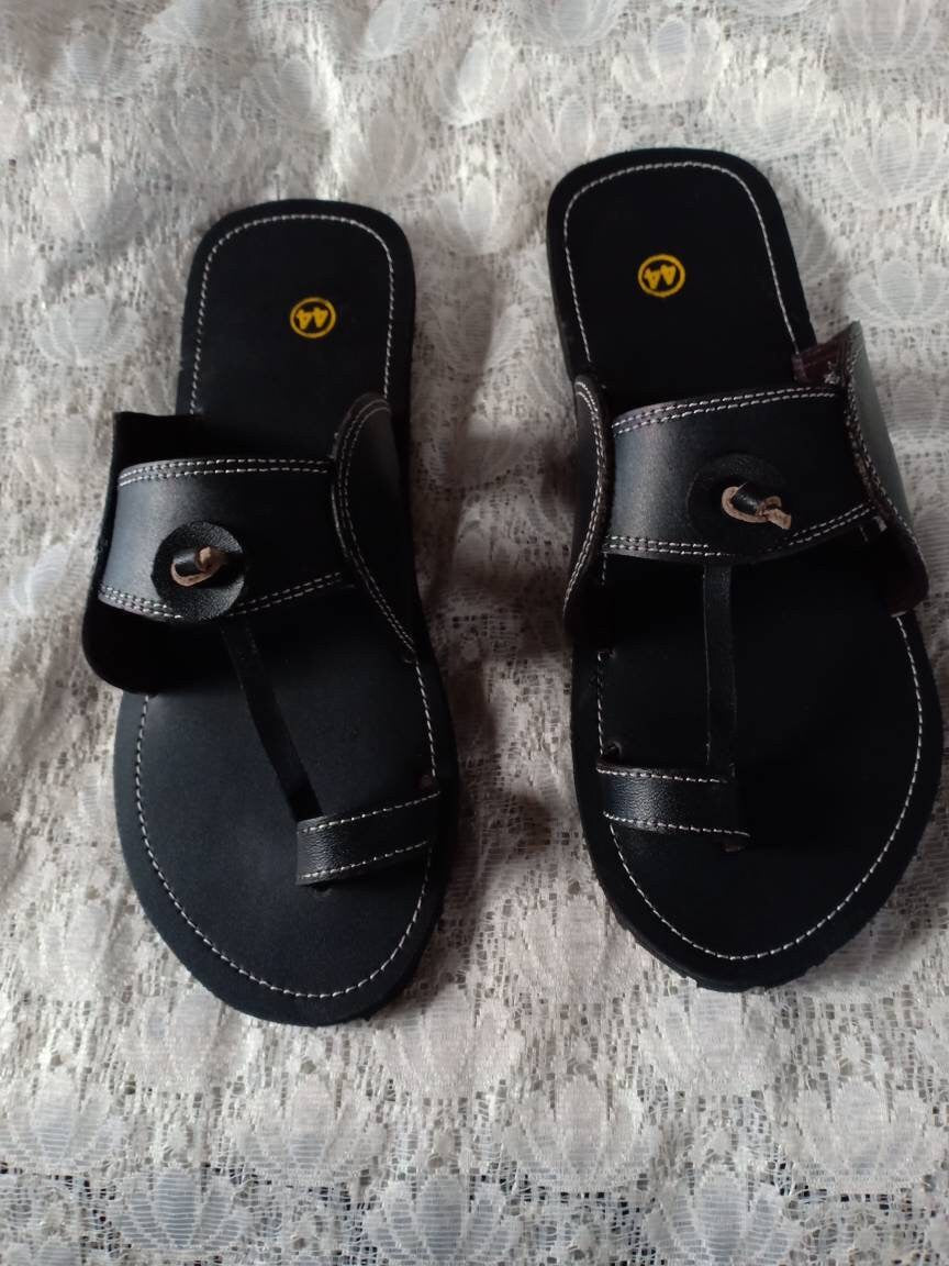 Handmade African Men's Sandals/Genuine Leather Beaded Flip-Flops/Comfortable Summer Sandals for Men/African Shoes/Unique Gift for Him