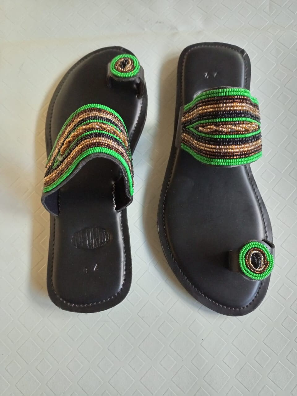Handmade African Beaded Sandals/Authentic Maasai-Style Leather Flip-Flops Women/Boho Beach Sandals/Comfortable Summer Sandal African Gifts