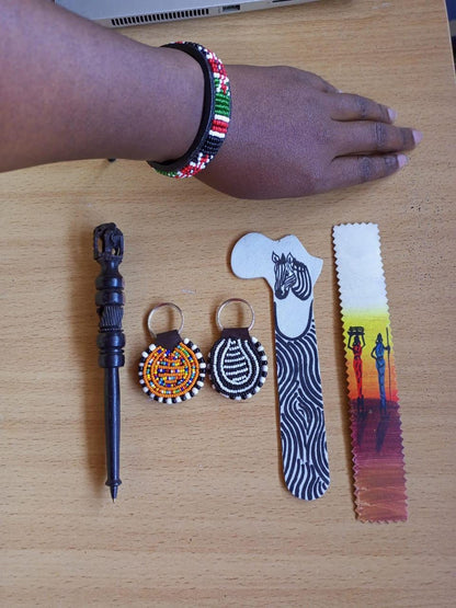 Handcrafted Gift Set: Bookmark, Ebony Pen, Beaded Keyholder  Adjustable Bracelet - Unique Thoughtful Gift for All Occasions