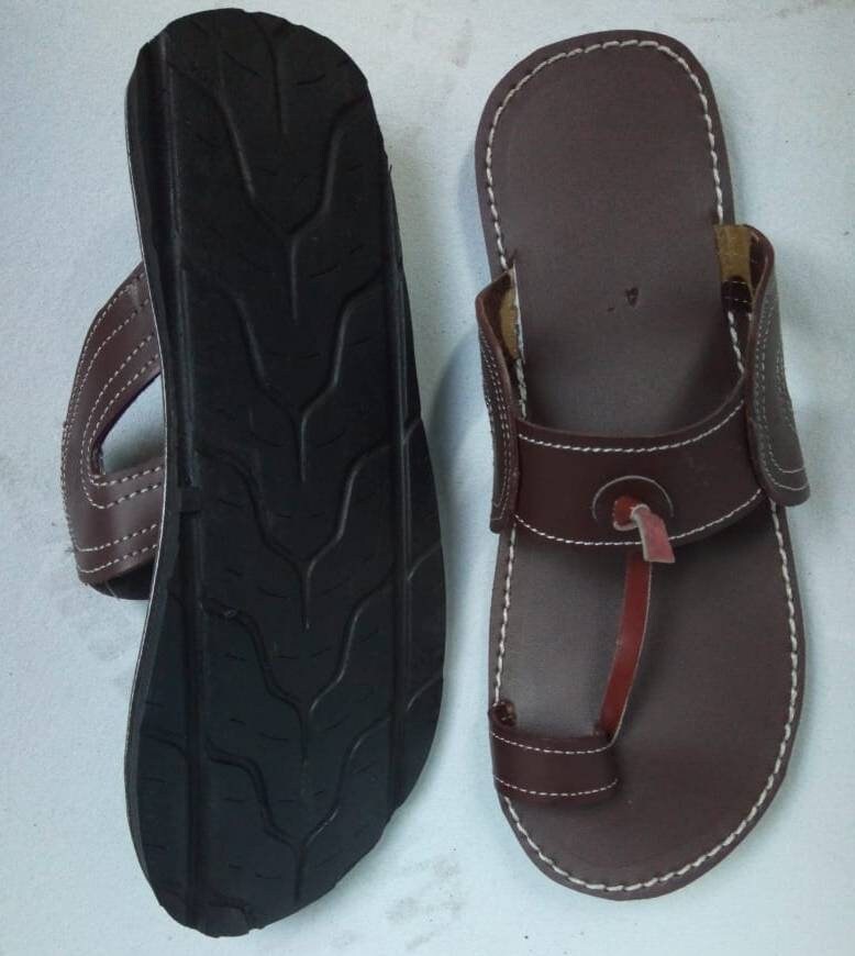 Handmade African Men's Sandals/Genuine Leather Beaded Flip-Flops/Comfortable Summer Sandals for Men/African Shoes/Unique Gift for Him