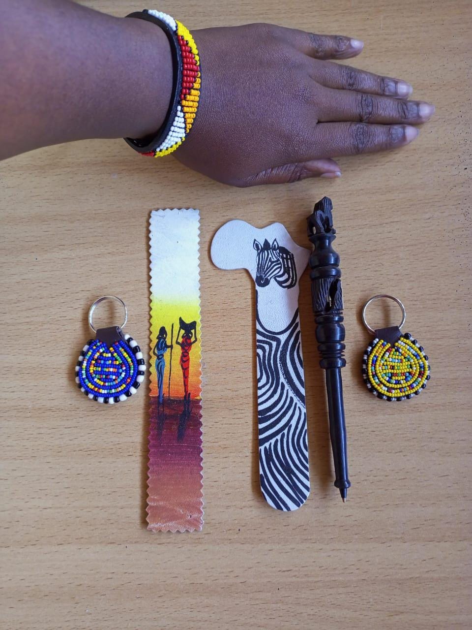 Handcrafted Gift Set: Bookmark, Ebony Pen, Beaded Keyholder  Adjustable Bracelet - Unique Thoughtful Gift for All Occasions