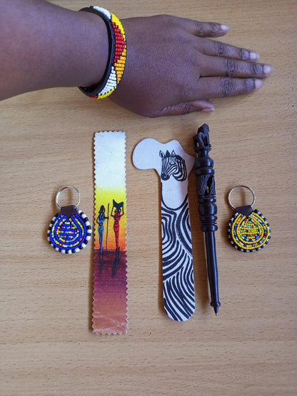 Handcrafted Gift Set: Bookmark, Ebony Pen, Beaded Keyholder  Adjustable Bracelet - Unique Thoughtful Gift for All Occasions
