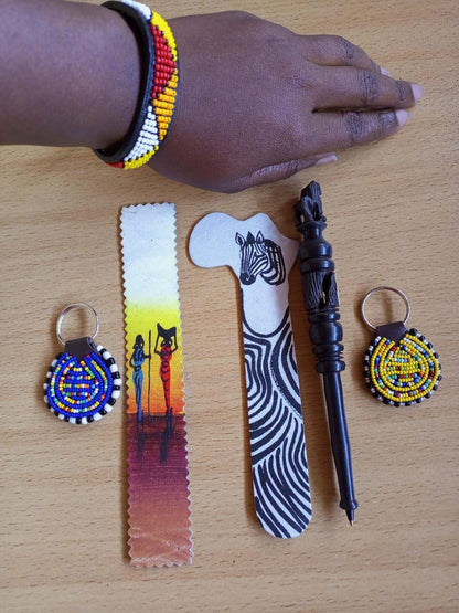 Handcrafted Gift Set: Bookmark, Ebony Pen, Beaded Keyholder  Adjustable Bracelet - Unique Thoughtful Gift for All Occasions