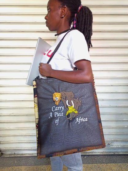 Carry a piece of Africa Tote bag, handcrafted laptop bag,Black woman modern African tote bag, Stylish tote bag, Mother's day gifts.