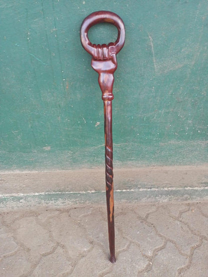 African wood Original Hiking Walking stick/Handmade Kenya Africa Ebony Hardwood Black UnisexCane/Hand designed Came/ Wooden walking stick