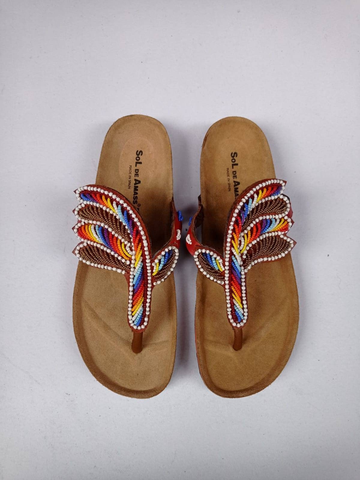 Handmade African Beaded Sandals/Authentic Maasai-Style Leather Flip-Flops Women/Boho Beach Sandals/Comfortable Summer Sandal African Gifts