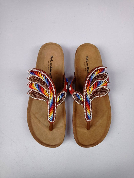 Handmade African Beaded Sandals/Authentic Maasai-Style Leather Flip-Flops Women/Boho Beach Sandals/Comfortable Summer Sandal African Gifts