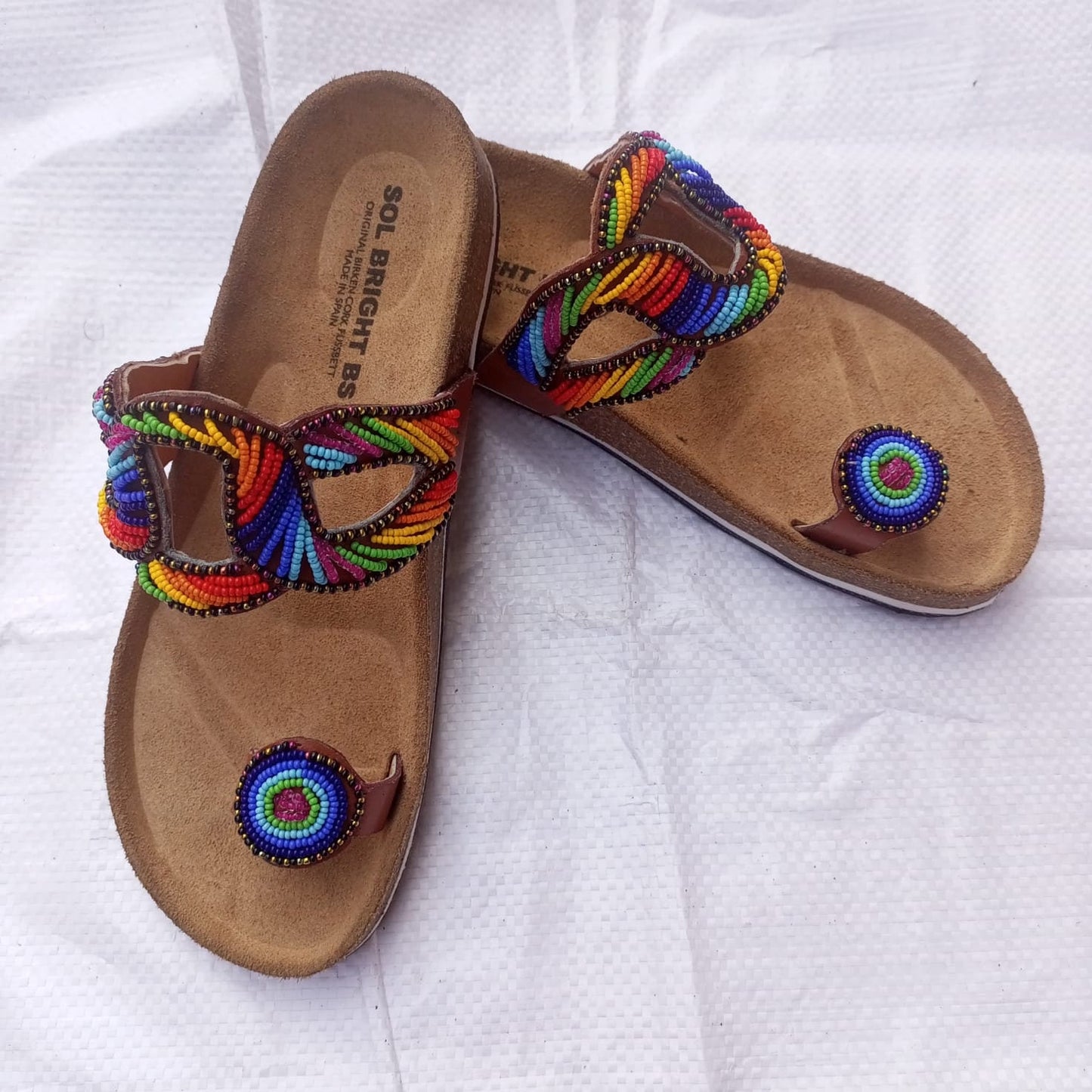 Handmade African Beaded Sandals/Authentic Maasai-Style Leather Flip-Flops Women/Boho Beach Sandals/Comfortable Summer Sandal African Gifts