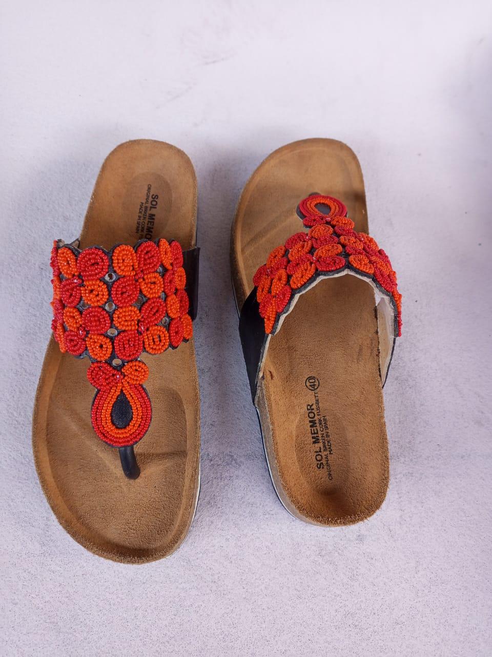 Handmade African Beaded Sandals/Authentic Maasai-Style Leather Flip-Flops Women/Boho Beach Sandals/Comfortable Summer Sandal African Gifts