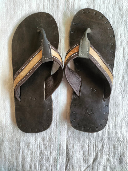 Handmade African Men's Sandals/Genuine Leather Beaded Flip-Flops/Comfortable Summer Sandals for Men/African Shoes/Unique Gift for Him