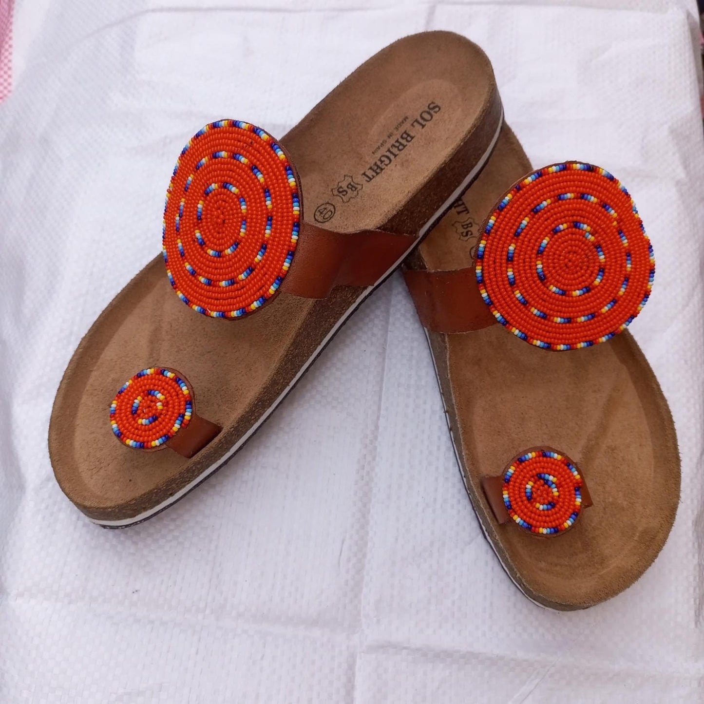 Handmade African Beaded Sandals/Authentic Maasai-Style Leather Flip-Flops Women/Boho Beach Sandals/Comfortable Summer Sandal African Gifts