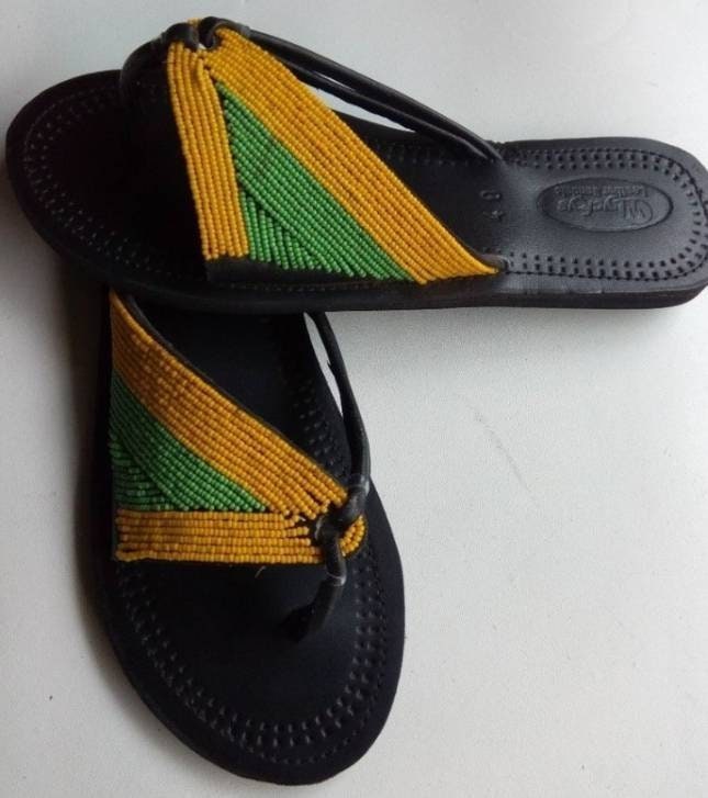 Handmade African Beaded Sandals/Authentic Maasai-Style Leather Flip-Flops Women/Boho Beach Sandals/Comfortable Summer Sandal African Gifts