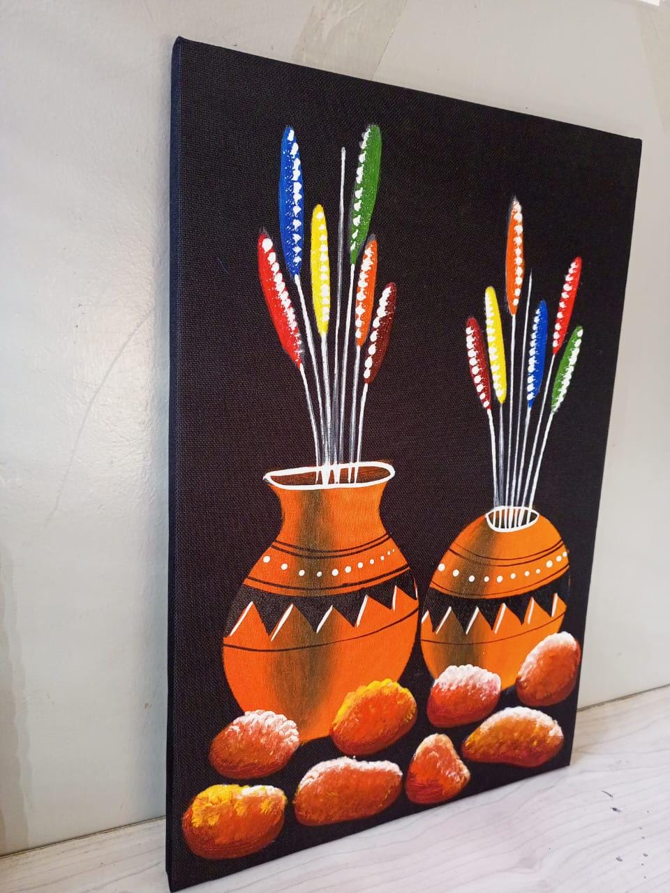 Handmade Canvas Wall Art | Festive Christmas Decor | Unique Gift for Holidays | Modern Boho Home Accent | Ready-to-Hang Painting