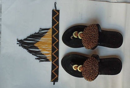 Handmade African Beaded Sandals/Authentic Maasai-Style Leather Flip-Flops Women/Boho Beach Sandals/Comfortable Summer Sandal African Gifts