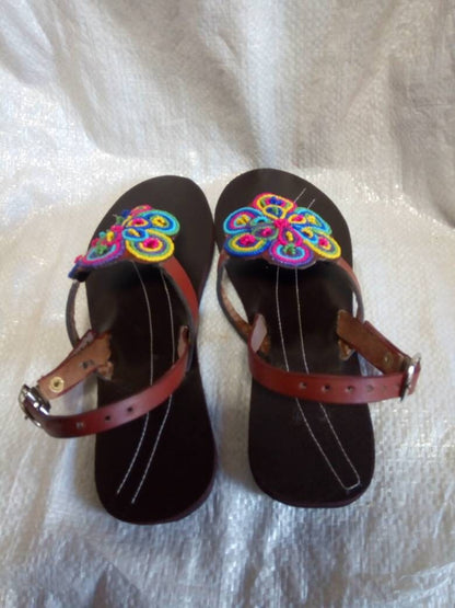 Handmade African Beaded Sandals/Authentic Maasai-Style Leather Flip-Flops Women/Boho Beach Sandals/Comfortable Summer Sandal African Gifts