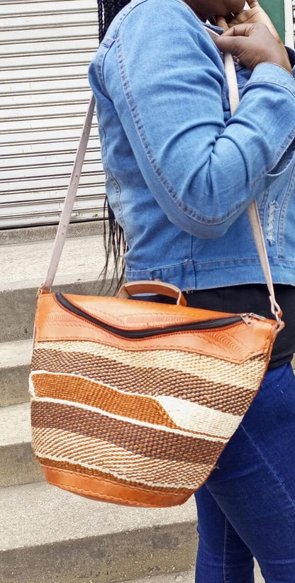 Handmade Woven Sisal Sling Bag - Boho Eco-Friendly Crossbody Bag | Sustainable Natural Fiber Purse | African Artisan Handcrafted Bag