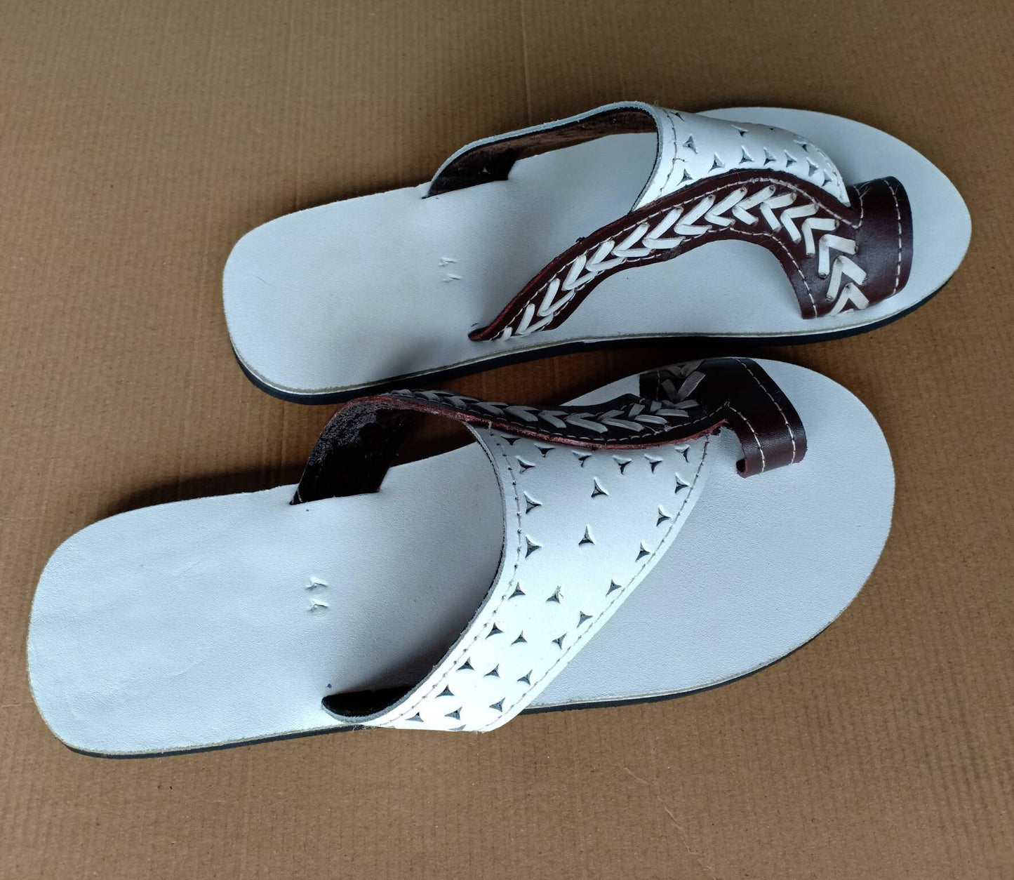 Handmade African Men's Sandals/Genuine Leather Beaded Flip-Flops/Comfortable Summer Sandals for Men/African Shoes/Unique Gift for Him