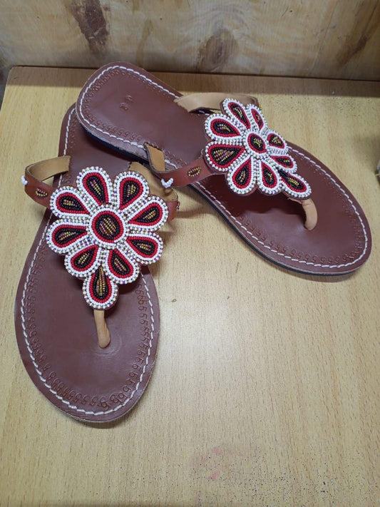 CUSTOMIZED African beaded sandals, summer sandals, Christmas gift for her,mom gift,beach sandals, leather sandals,