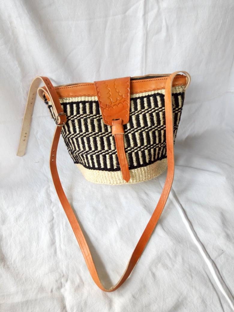 Handmade Woven Sisal Sling Bag - Boho Eco-Friendly Crossbody Bag | Sustainable Natural Fiber Purse | African Artisan Handcrafted Bag