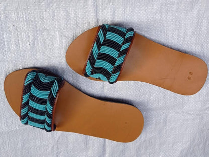 Handmade African Beaded Sandals/Authentic Maasai-Style Leather Flip-Flops Women/Boho Beach Sandals/Comfortable Summer Sandal African Gifts
